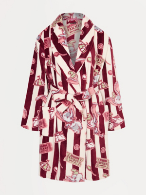 dumbo dressing gown ladies Disney Burgundy Striped Fleece | Lingerie Fleece dressing