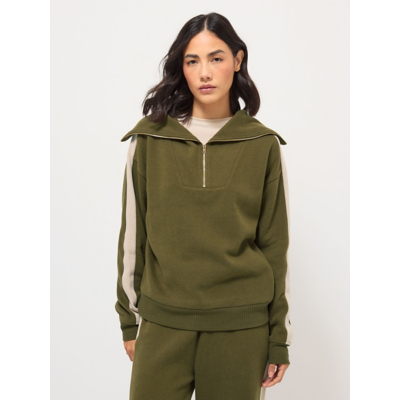 George Khaki Side Striped Quarter Zip Knitted Co-ord Jumper