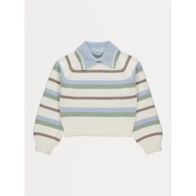 George Striped Collared Knitted Jumper - Blue