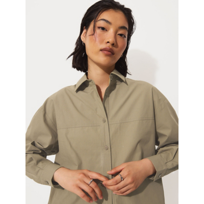 George Studio Edit Khaki Boxy Long Sleeve Poplin Shirt
