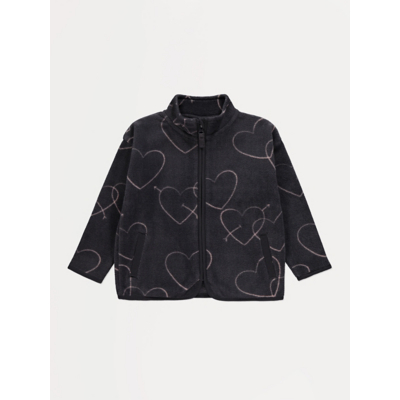 George Charcoal Heart Zip Up Fleece Jacket - Charcoal Grey