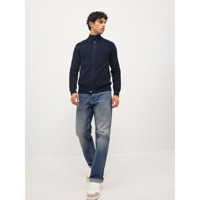 George Navy Funnel Neck Zip Up Knitted Jumper