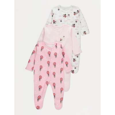 George Disney Minnie Mouse Pink Sleepsuits 3 Pack