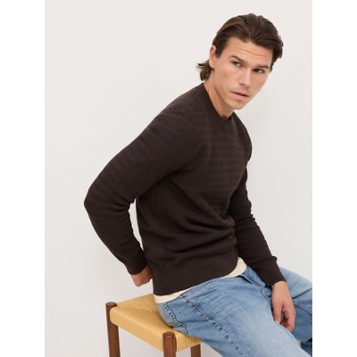 George Chocolate Brown Herringbone Crew Neck Jumper