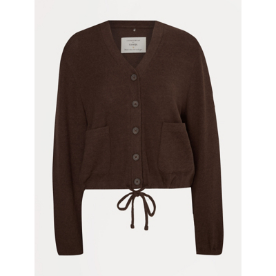 George Chocolate Knitted Tie Hem Lounge Cardigan - Chocolate Brown