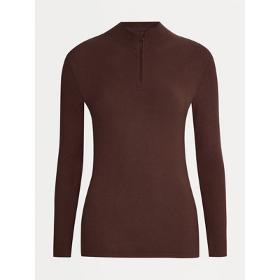 George Brown Thermal Quarter Zip Fleece Top - Chocolate Brown