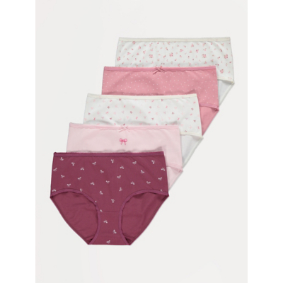 George Tickled Pink Floral Bow Midi Knickers 5 Pack