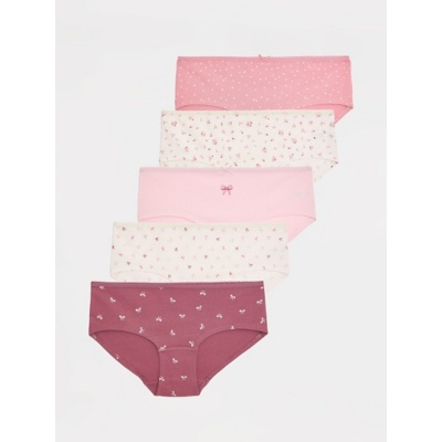 George Tickled Pink Floral Bow Short Knickers 5 Pack
