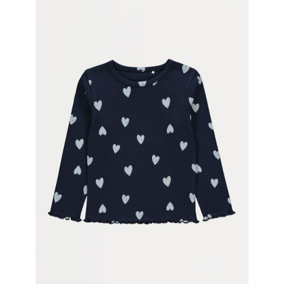 George Navy Heart Long Sleeve Ribbed Top