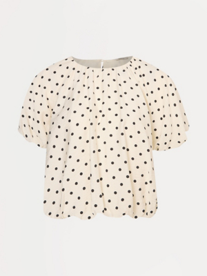 Cream Polka Dot Bubble Hem Top | Women | George at ASDA