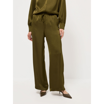 George Khaki Satin Wide Leg Trousers