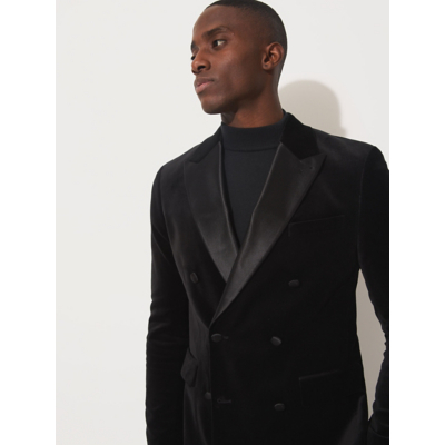 George Studio Edit Black Double Breasted Velvet Blazer