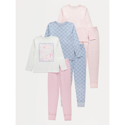 George Love Always Long Sleeve Pyjamas 3 Pack - Blue