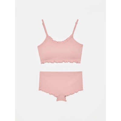George Tickled Pink Rope Textured Bralette and Shorts Set
