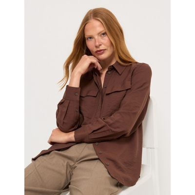 George Chocolate Brown Textured Utility Shirt