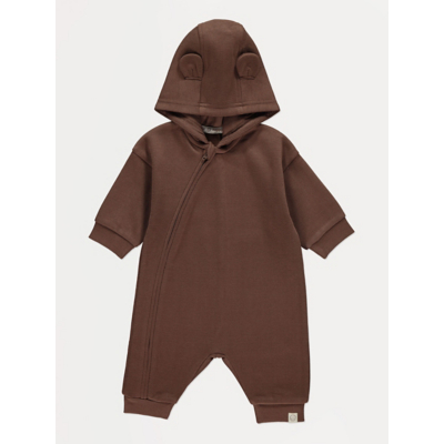 George Brown Hooded Zip Fasten Jersey All in One - Chocolate Brown
