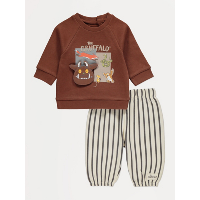 George The Gruffalo Sweatshirt and Striped Joggers Outfit - Brown