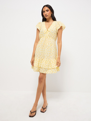 strapless open back dress Members Only Maxi Dress Yellow Floral