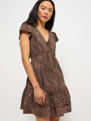 Brown Flutter Sleeve Mini Dress | Women | George at ASDA