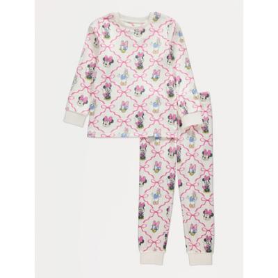 George Disney Minnie Mouse Daisy Duck Cream Soft Touch Fleece Pyjamas