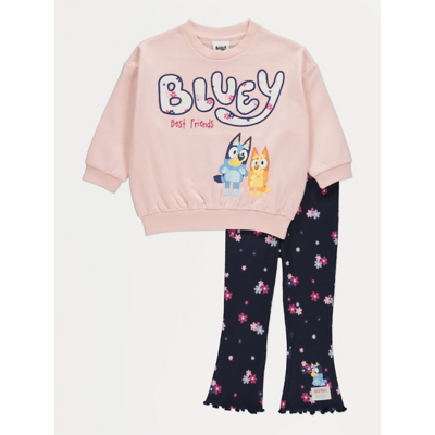 George Pink Bluey Sweatshirt and Wide Leg Trousers Outfit