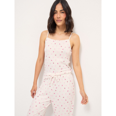 George Tickled Pink Cream Bow Pointelle Womens Matching Pyjamas