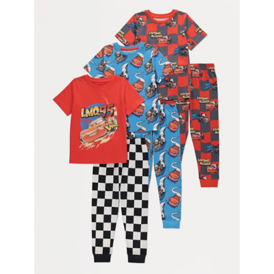 George Disney Cars Lightning McQueen Short Sleeve Pyjamas 3 Pack - Red
