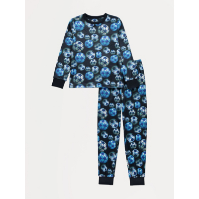 George Blue Football Soft Touch Fleece Long Sleeve Pyjamas