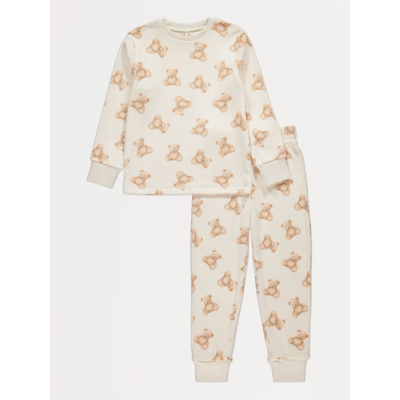 George Cream Teddy Long Sleeve Fleece Pyjamas
