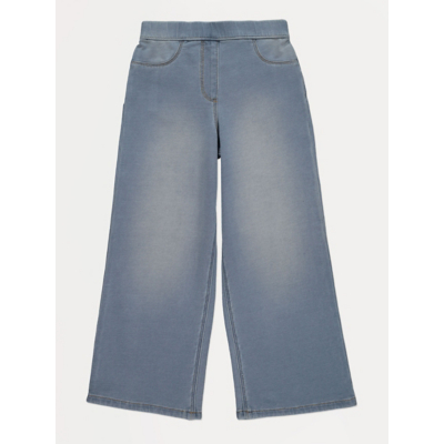 George Blue Light Wash Wide Leg Jersey Trousers