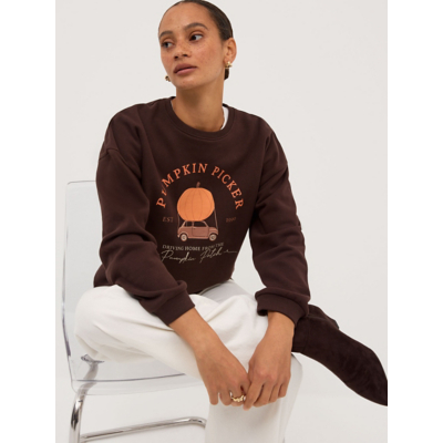George Chocolate Pumpkin Picker Womens Matching Sweatshirt - Chocolate Brown