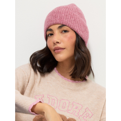 George Tickled Pink Knitted Beanie Hat with Wool