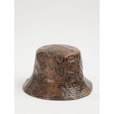 George Brown Snakeskin Print Bucket Hat - Chocolate Brown