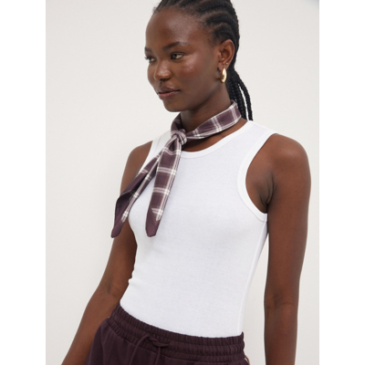 George Brown Check Satin Neckerchief - Chocolate Brown