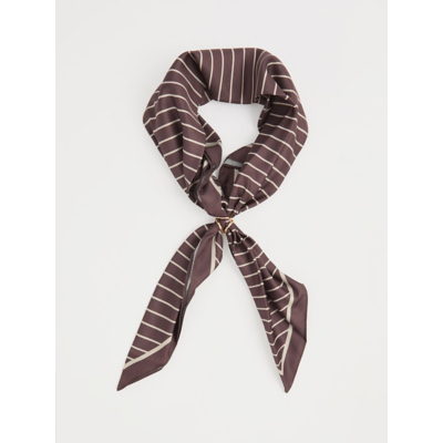 George Brown Striped Satin Neckerchief - Chocolate Brown