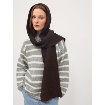 George Chocolate Brown Knitted Hooded Scarf