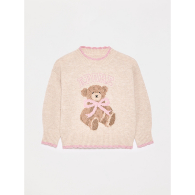 George Tickled Pink Adore Bear Jumper with Wool - Cream