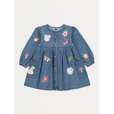 George Peppa Pig Long Sleeve Denim Shirt Dress - Mid Wash