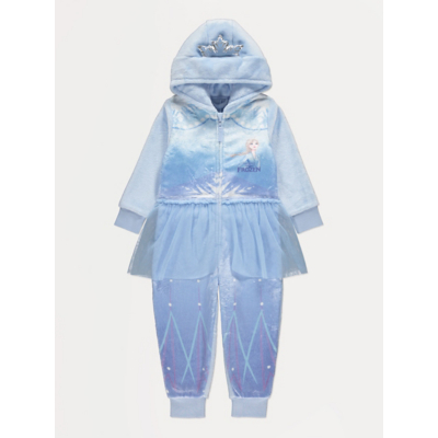 George Disney Frozen Elsa Tutu Hooded Fleece Onesie - Blue