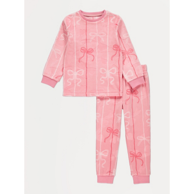 George Tickled Pink Velour Bow Sweatshirt Kids Matching Pyjamas