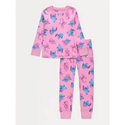 George Disney Lilo and Stitch Pink Long Sleeve Pyjamas - Dark Pink