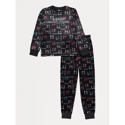 George K-Pop Demon Hunters Saja Boys Soft Touch Fleece Pyjamas - Black