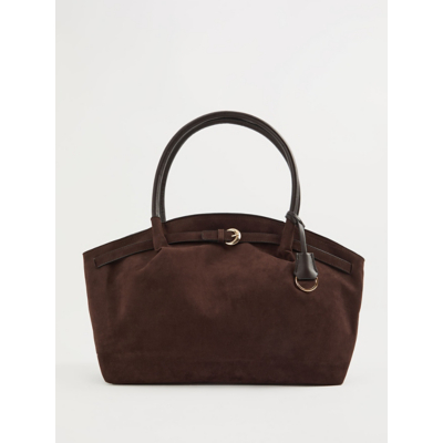 George Chocolate Faux Suede Work Tote Bag - Chocolate Brown