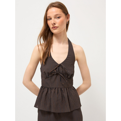 George Brown Striped Halter Neck Peplum Co-ord Top