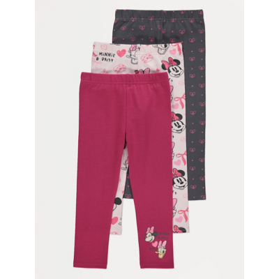 George Disney Minnie and Daisy Pink Bow Leggings 3 Pack - Red
