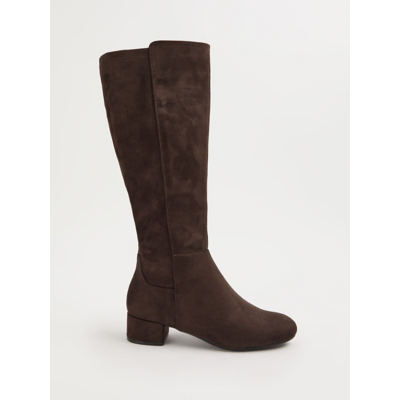 George Chocolate Brown Suedette Stretch Knee High Boots