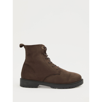 George Brown Suedette Lace Up Boots - Chocolate Brown