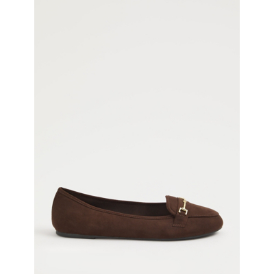 George Wide Fit Brown Faux Suede Ballet Loafers - Chocolate Brown