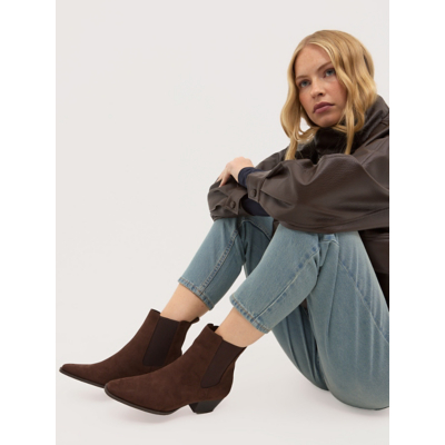 George Chocolate Brown Suedette Chisel Toe Boots