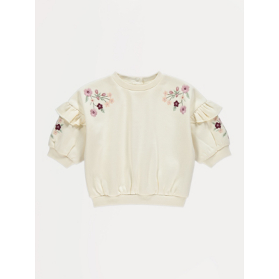 George Cream Frill Shoulder Floral Embroidered Jumper